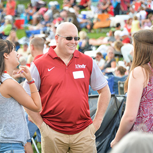 Man socializing with others
