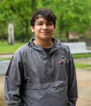 Christian Mireles wearing UIndy gear