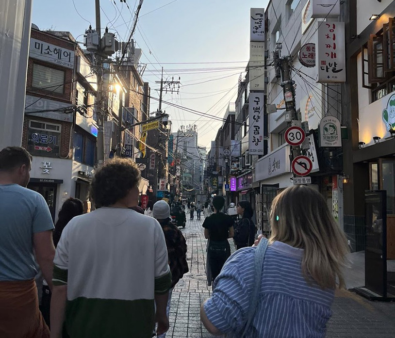 UIndy students exploring the streets of Seoul, South Korea in 2023