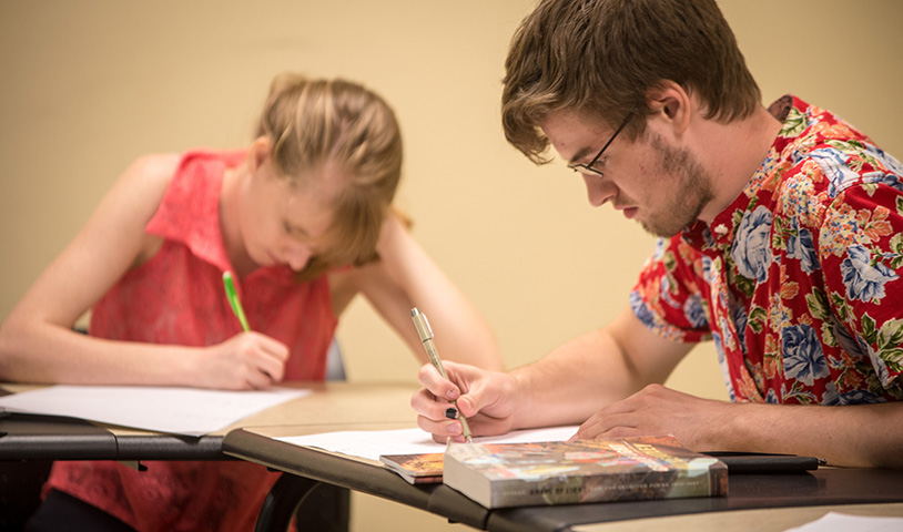 Students writing