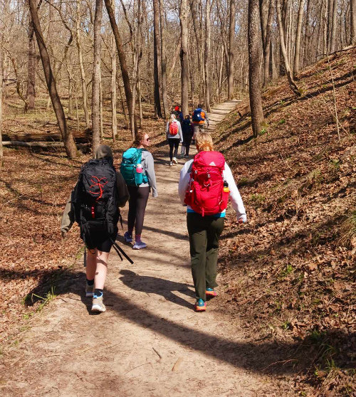 students walking during the camino trail training