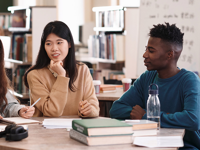 group of students in the library