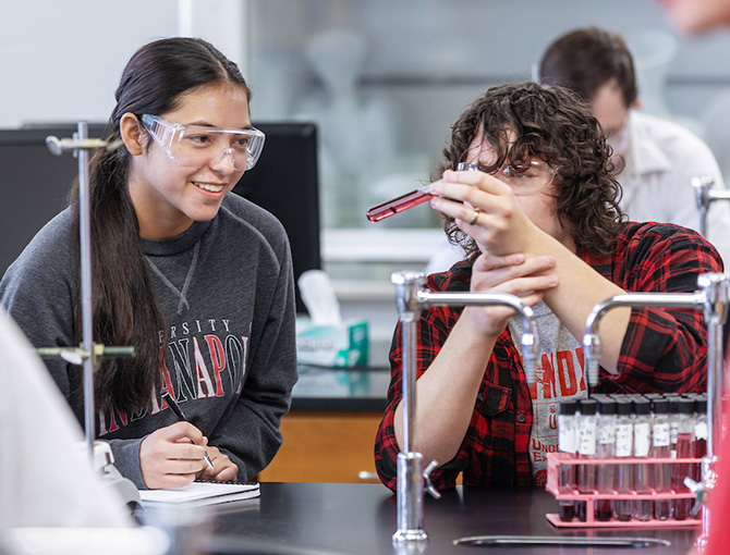 students in a science lab
