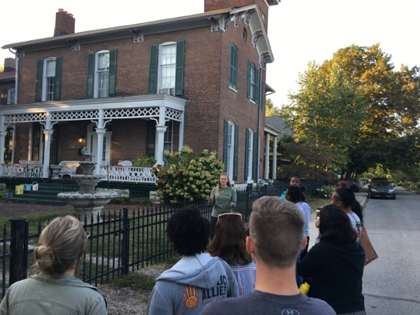 students participating in a neighborhood tour in Bates-Hendricks neighborhood 