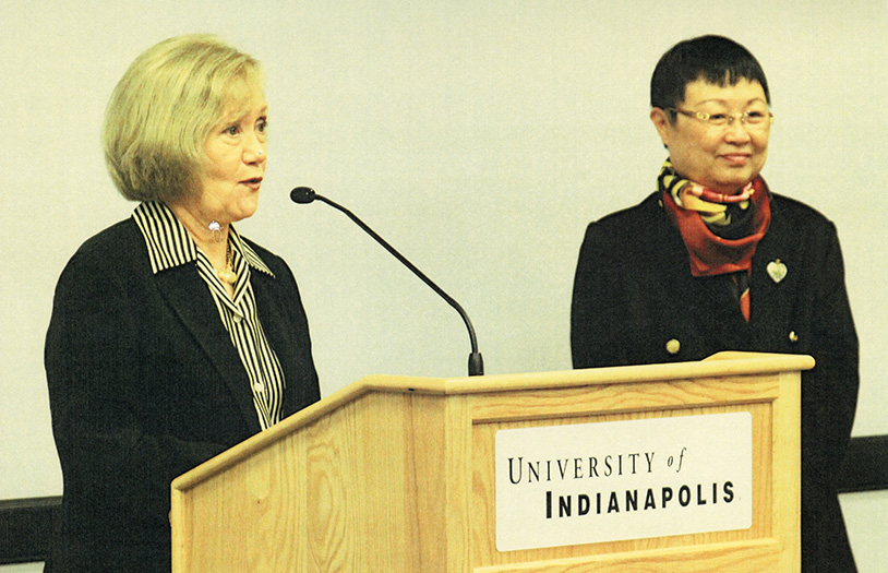 Dr. Lin with UIndy President Bevely Pitts (2008)
