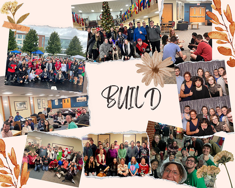 collage of Build program students having fun with staff