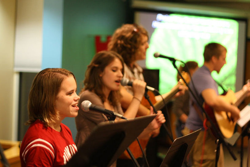Students in worship