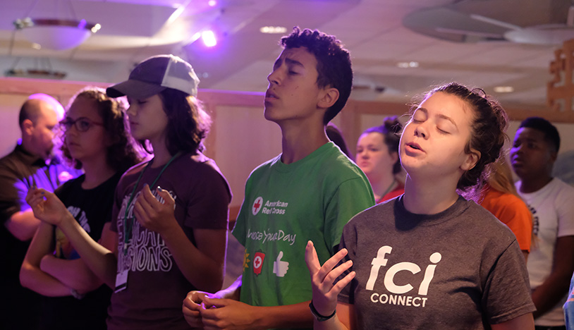 students singing together