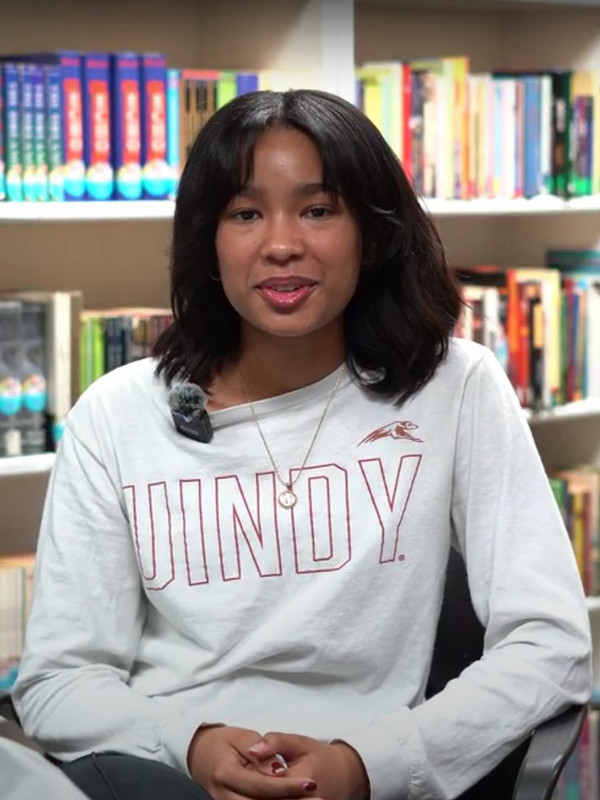 Maxiel Abreu-Leon in the Nancy Vargus Learning Resource Center