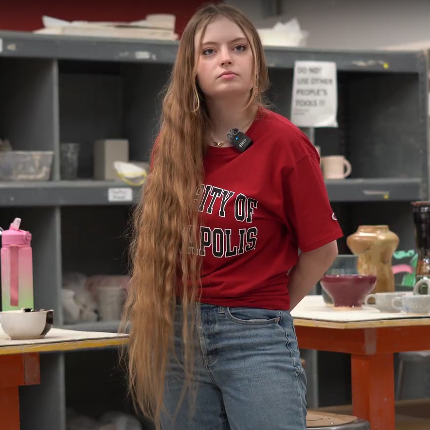 Student Rose Ray in the Art an Design Annex