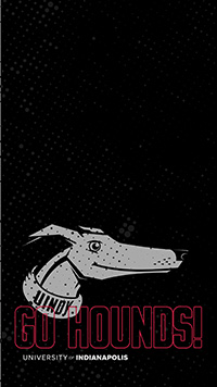 Black and white grady illustration phone wallpaper with Go Hounds!