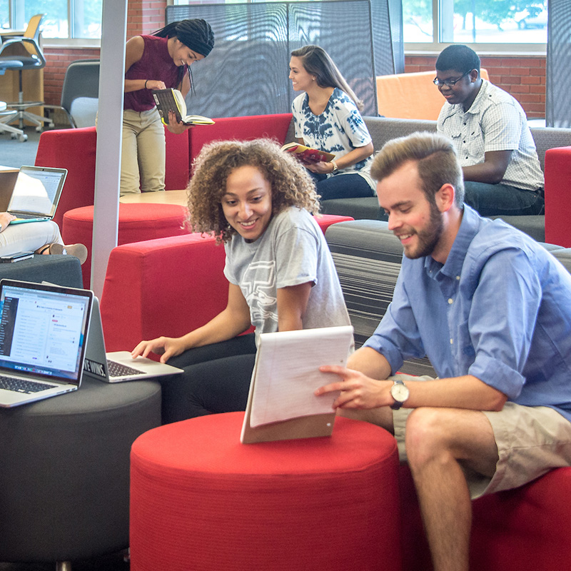 students in the library