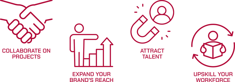 collaborate on projects, expand your brand's reach, attract talent, upskill your workforce