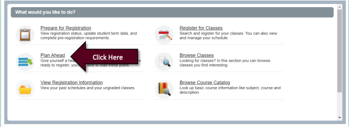 screenshot of plan ahead link