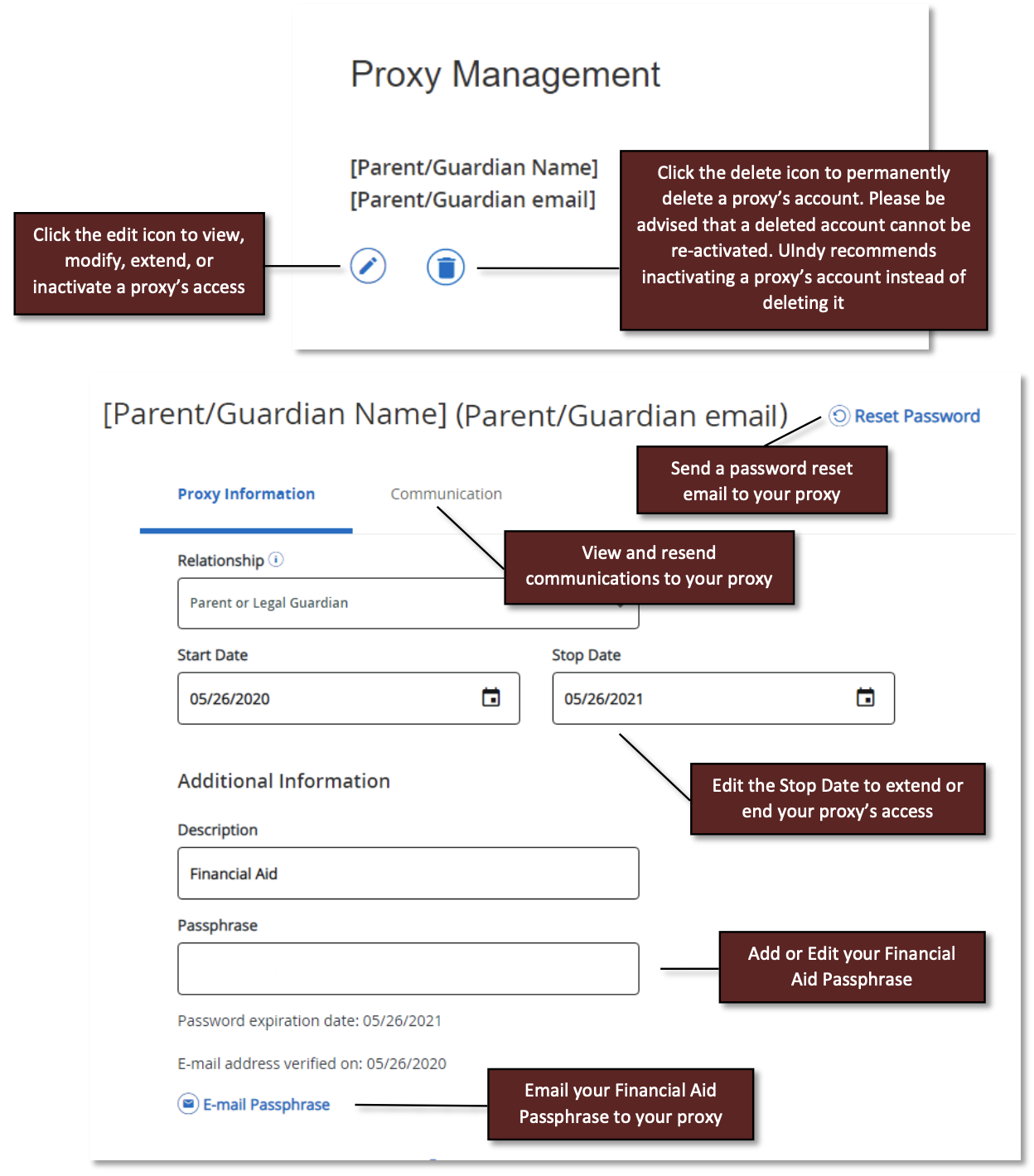 screenshot of proxy management page