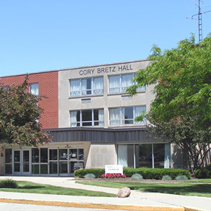 exterior shot of cory bretz hall