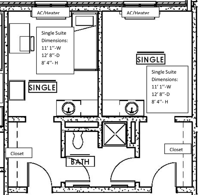 single occupancy floor plan map in english