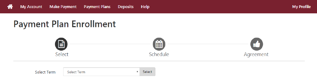 screenshot of Payment Plan Enrollment page